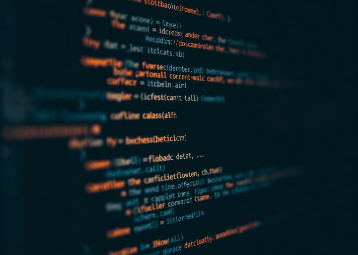 Editor showing source code with amber syntax highlighting