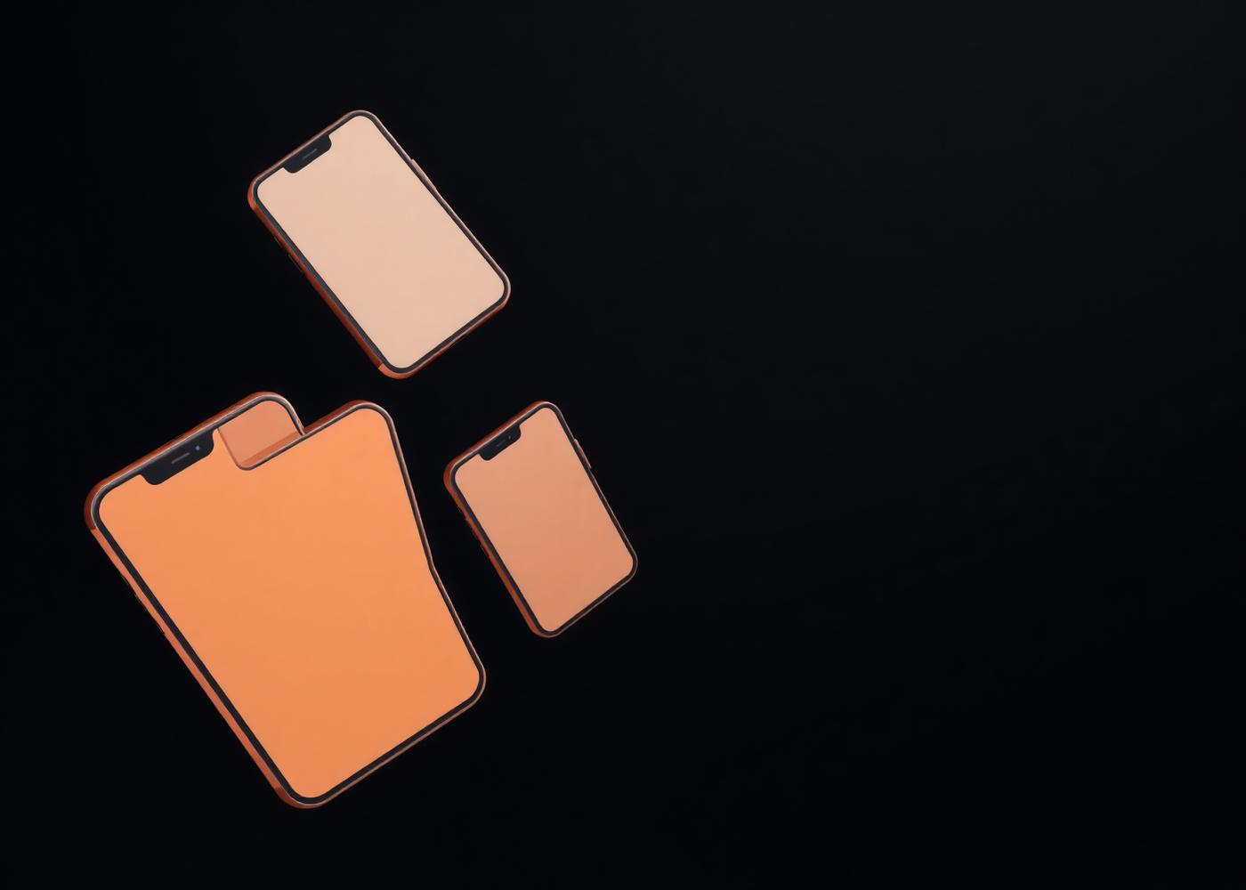 Abstract mobile and tablet product mockups floating on dark background